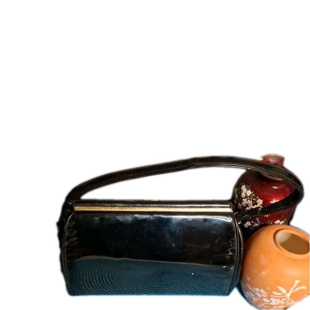 vintage black patent leather purse